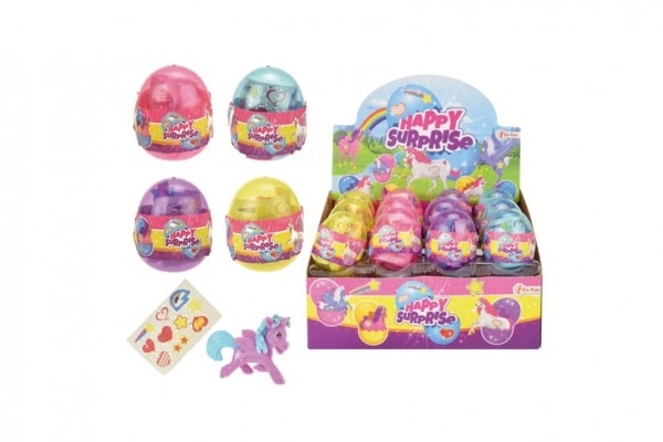 Egg unicorn horse with stickers plastic 4 colors 24pcs in box
