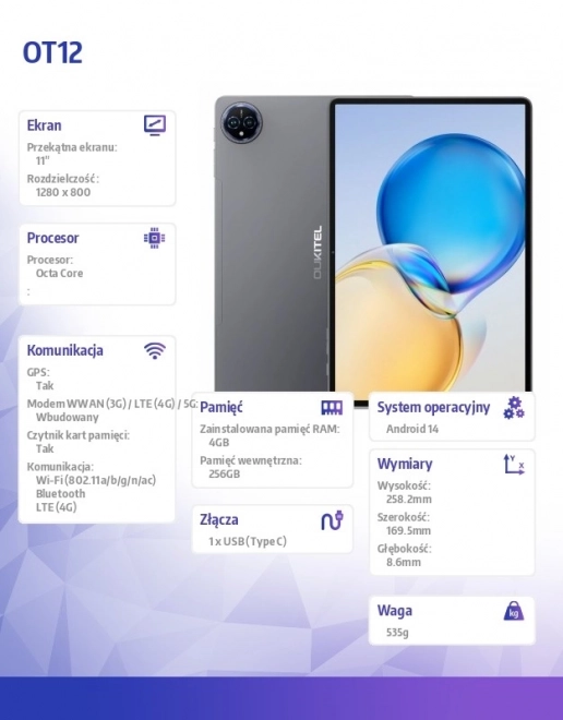 4G Tablet with 11-inch Display in Gray