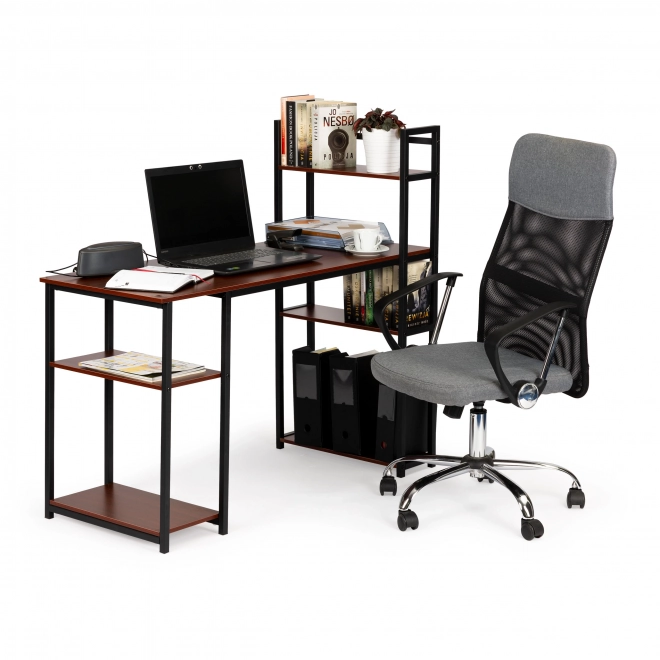 Modern home loft style desk with shelves