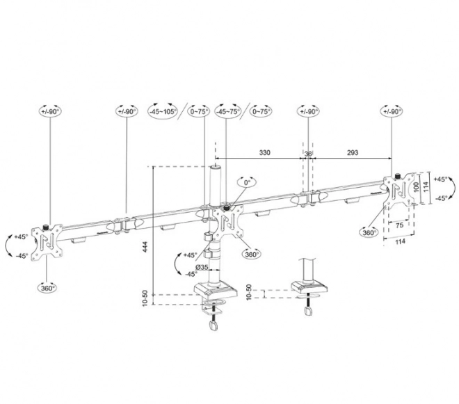 Neomounts Triple Monitor Arm DS60-600BL3