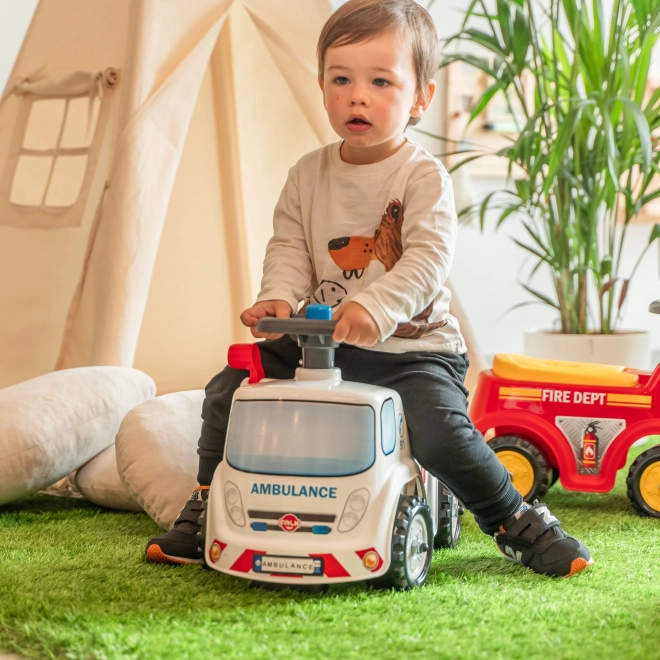 Ambulanza cavalcabile con sedile apribile e clacson