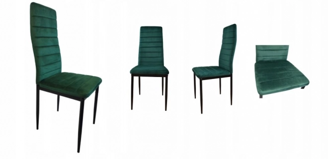 Sedie con schienale profilato - Velluto verde - Set 4 pz