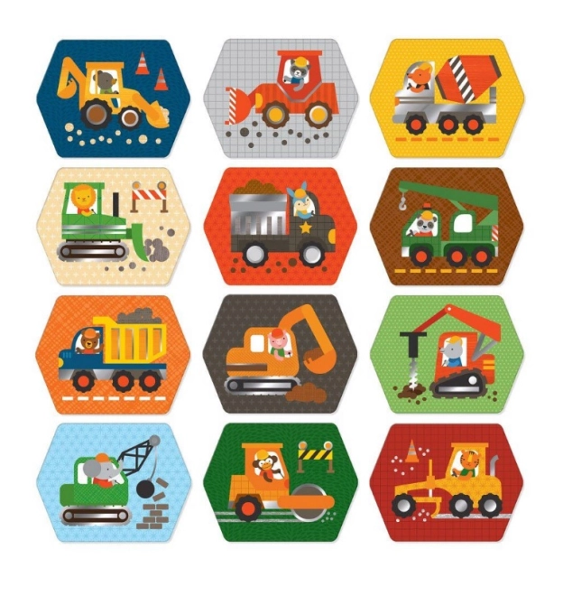 Illustrated Stickers with Construction Machines