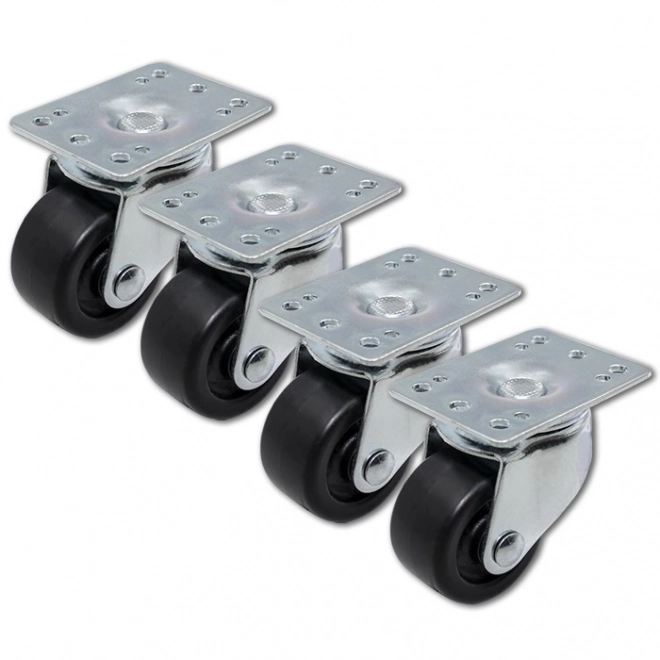 Set of wheel casters without brakes for rack cabinets