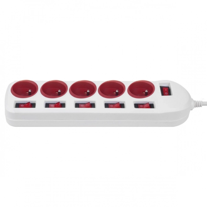 Power Strip with Switches White/Red