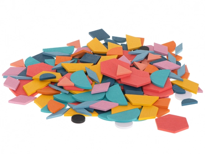Wooden Tangram Puzzle Montessori Colorful Mosaic 180 Pieces