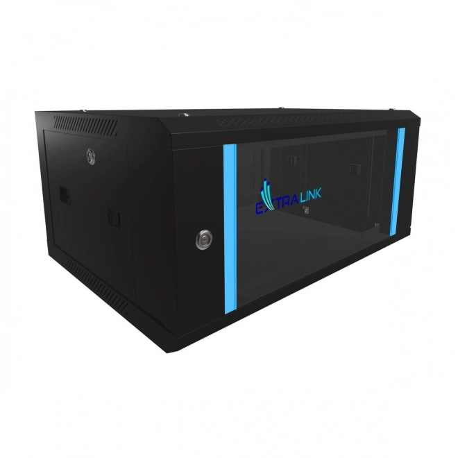 wall mount rack cabinet 4u 600x450 black glass door