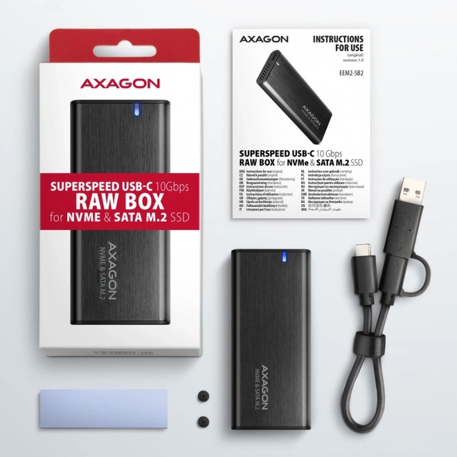 Axagon Aluminum External SSD Enclosure USB-C 3.2