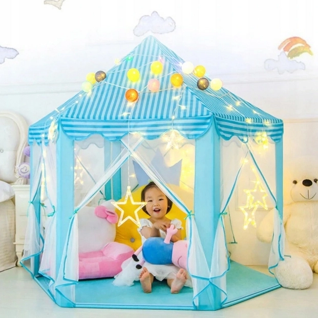 Hexagonal Children's Tent for Home and Garden - Blue