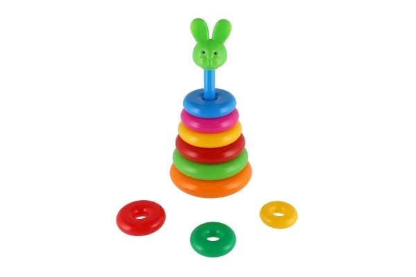 Stapelspel piramide met plastic ringen 28cm ass. 2 soorten in net 12m+