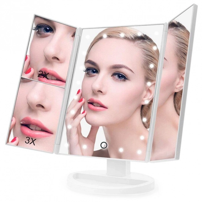 Illuminated Cosmetic Mirror with LED Lighting and Magnification