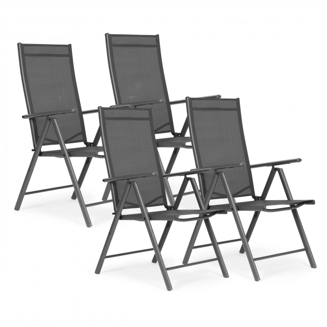 Set aus 4 Gartenklappstühlen mit verstellbarer Rückenlehne