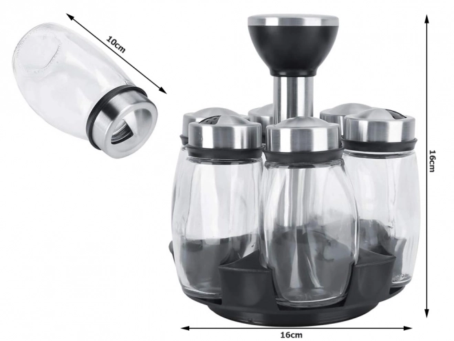 Spice Rack with Rotating Glass Jars Set