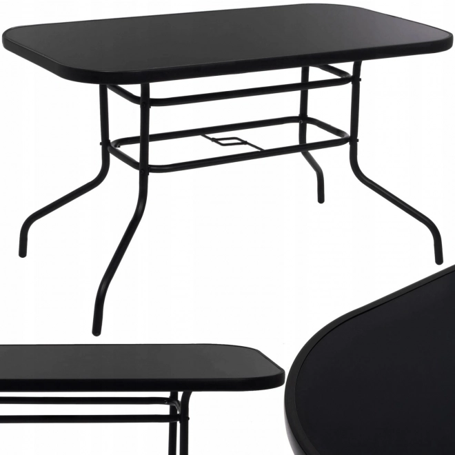 Glass Patio Table Black 120x70 cm