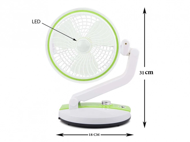 Přenosný skládací ventilátor s LED světlem