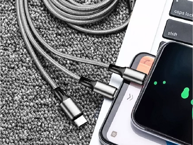 3v1 usb kabel za telefon lightning kabel iphone micro usb tip-c 1,2 m – Bílý