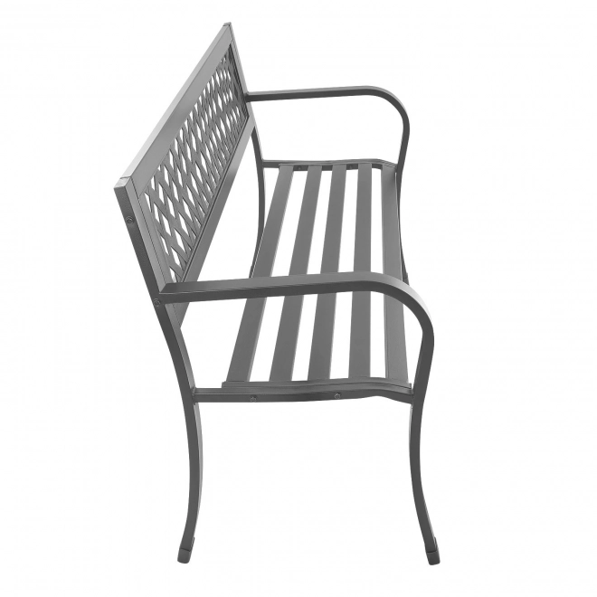 Garden bench with backrest, park bench for terrace and balcony, metal construction, graphite