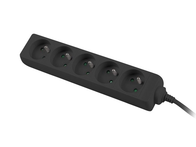Power Strip Black 3m, 5-Outlet