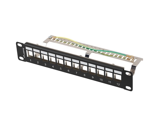 Patch panel 12 port with organizer for keystone modules black