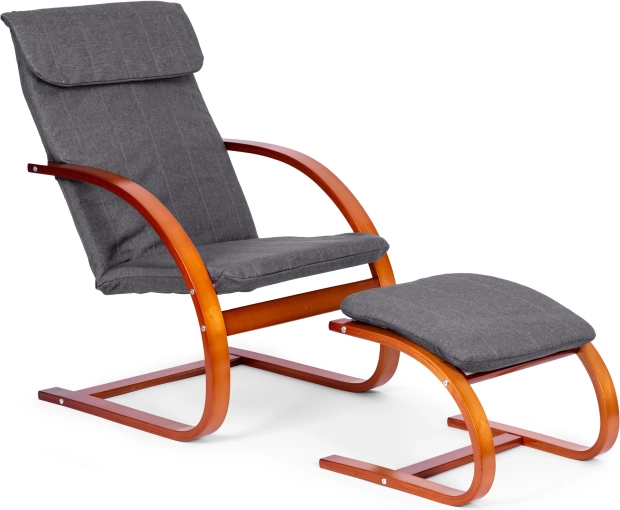 Fiński fotel bujany z podnóżkiem ModernHome do salonu
