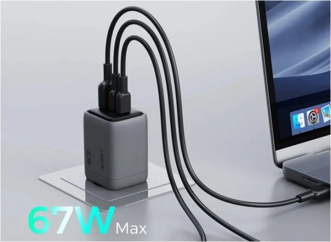 Aukey PA-C3 Comet Mix 3 GaN ultra-fast wall charger 67 W 3x USB (2x USB-C and 1x USB-A)