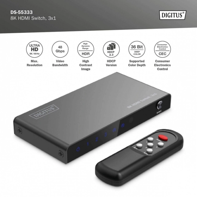 Hdmi Switch 8K 3x1 with Remote Control
