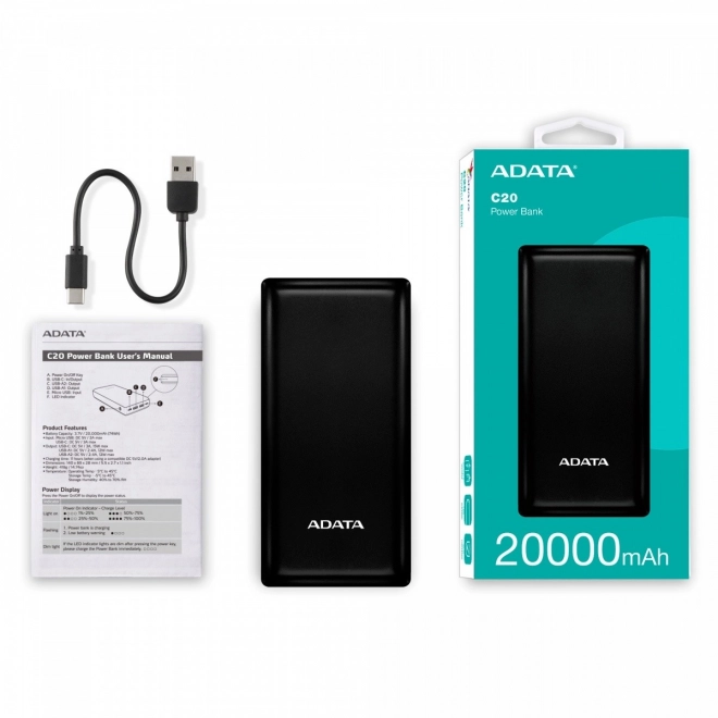 High-capacity Power Bank with USB-C Black