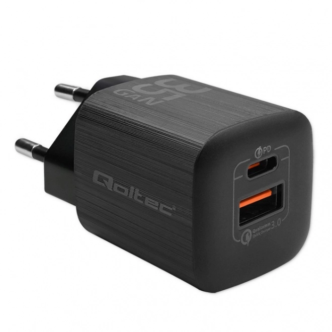 Black 35W GaN Charger with USB-C and USB Ports
