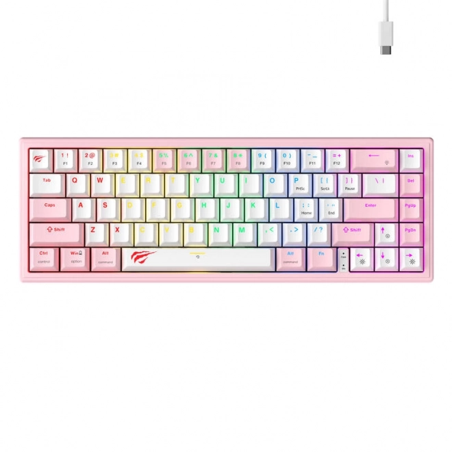 Havit RGB Mechanical Gaming Keyboard - Pink and White