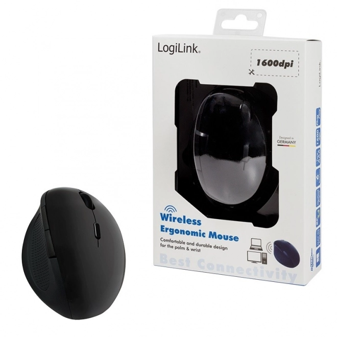 Ergonomic Wireless Optical Mouse 2.4GHz 1600dpi Black