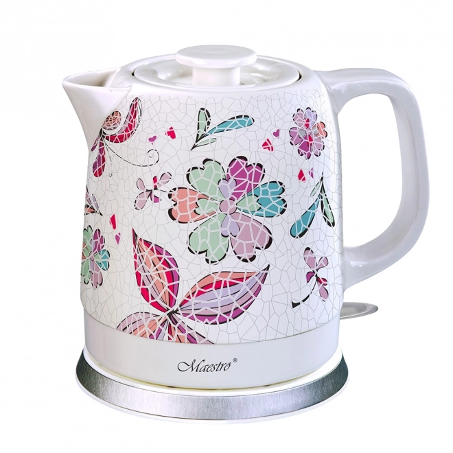 Ceramic Electric Kettle with Floral Design