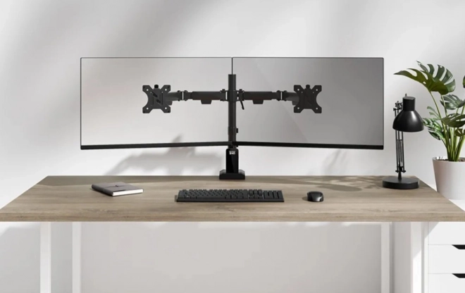 Adjustable dual monitor arm