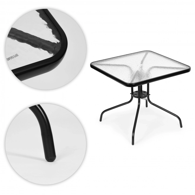 Outdoor Garden Table with Tempered Glass