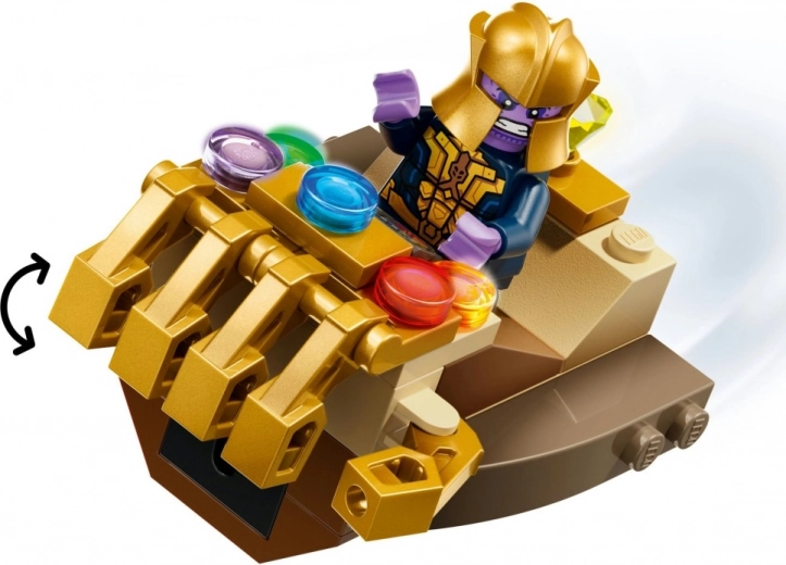 Thanos’s flying throne styled like the Infinity Gauntlet