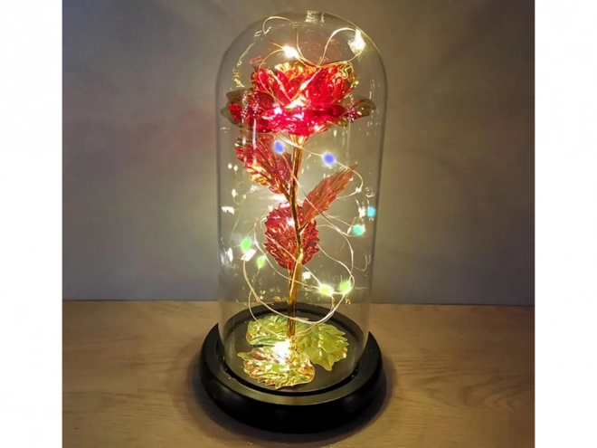 Rosa eterna con luce LED RGB in vetro
