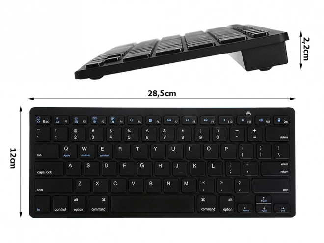 Tastiera senza fili Bluetooth per pc ipad mac piccolo profilo sottile basso – Nero