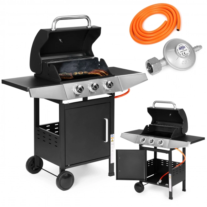 Gas garden grill with 3 burners