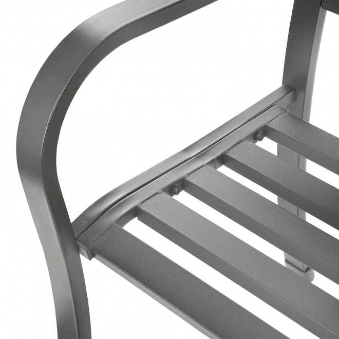 Garden bench with backrest, park bench for terrace and balcony, metal construction, graphite