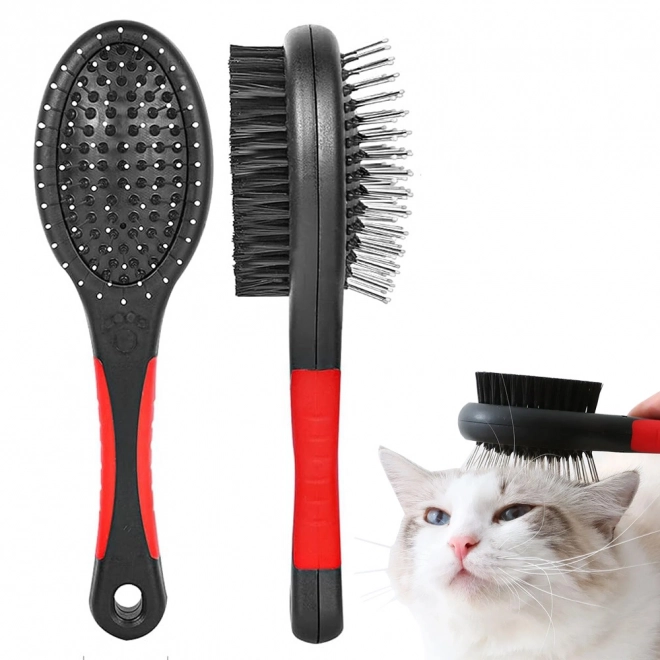 Dubbelzijdige vachtborstel voor honden en katten met massagepuntjes