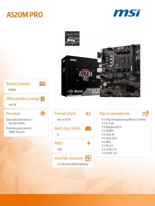 Motherboard A520M Pro AM4