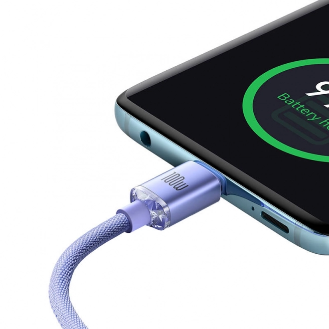 Baseus Crystal Shine USB-C auf USB-C Kabel, 100W, 1,2 m – Lila