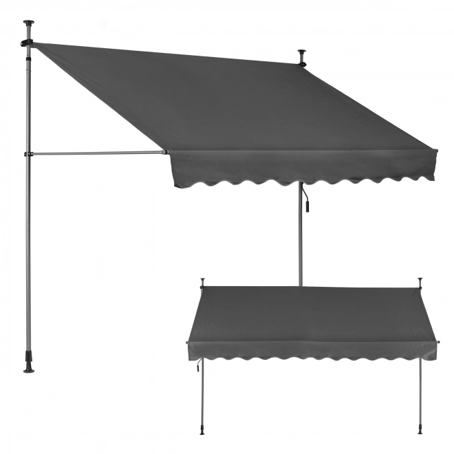 Adjustable Balcony Sunshade with Hand Crank Grey