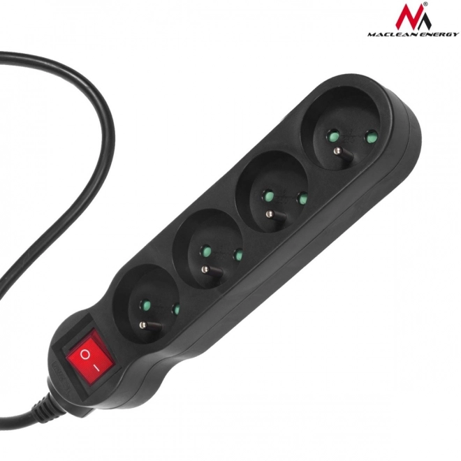 Black Power Strip 4 Sockets with Switch 1.4 m