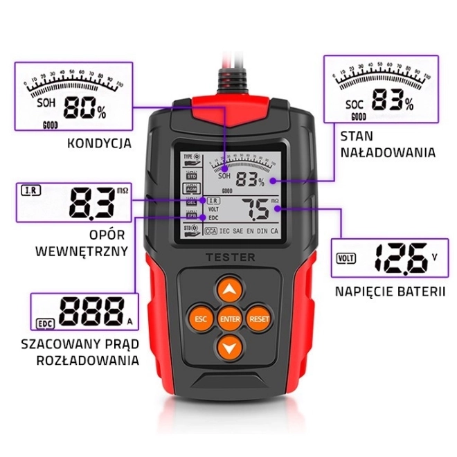Tester batteria digitale con display LCD