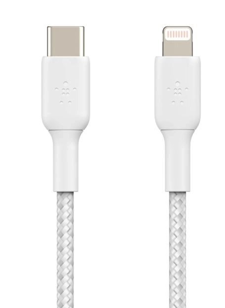 Braided USB-C to Lightning Cable 1m White