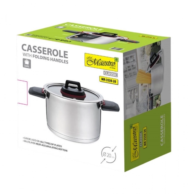 Stainless Steel Pot With Folding Handles