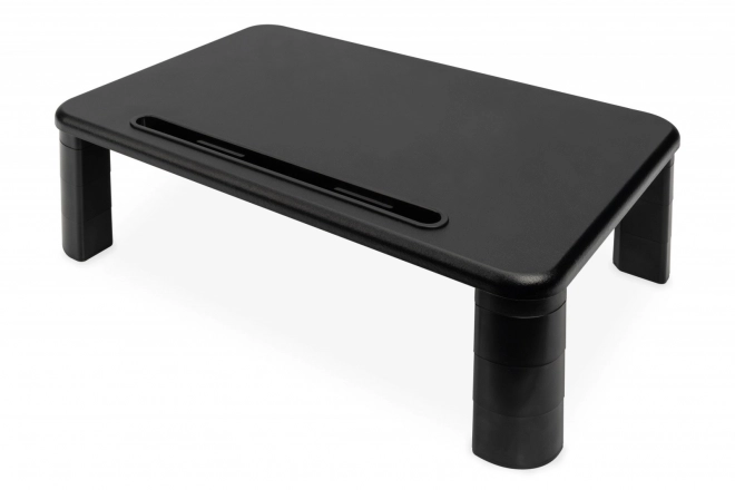 Support de moniteur réglable en hauteur avec plateau en bois noir