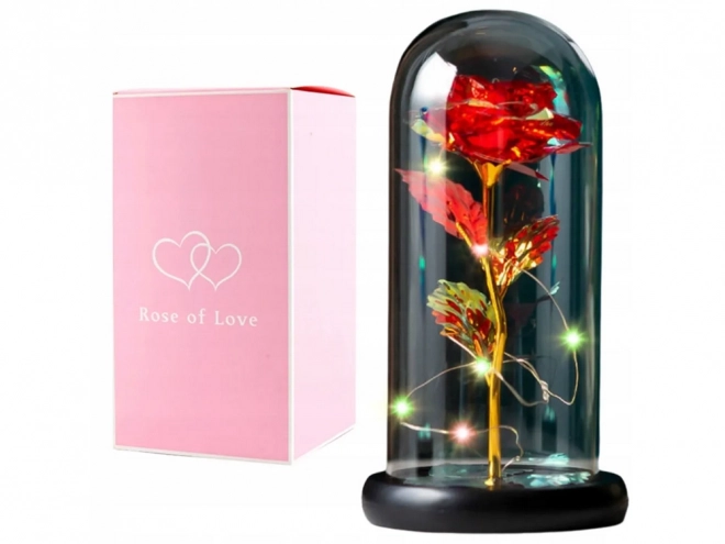 Rosa eterna con luce LED RGB in vetro