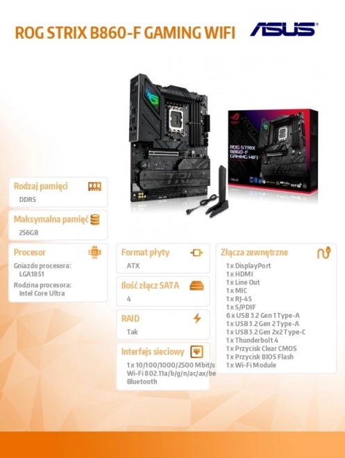 Motherboard ROG STRIX B860-F GAMING WIFI