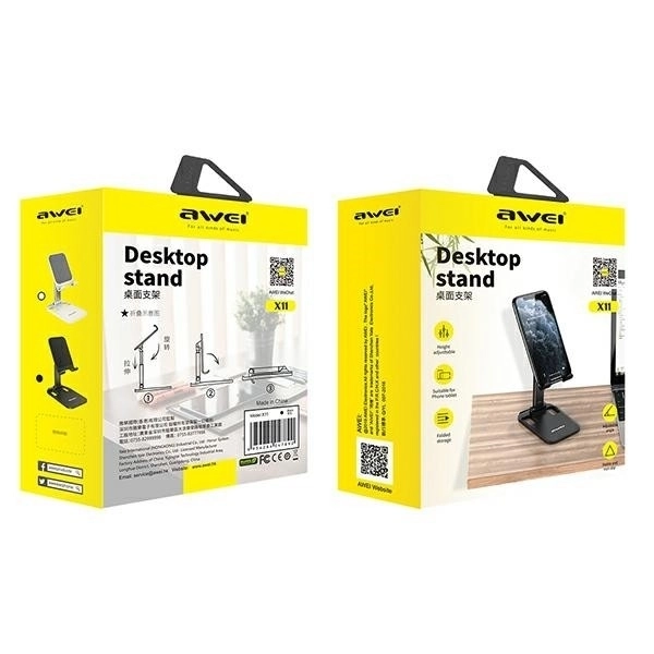 Supporto da scrivania per smartphone e tablet nero